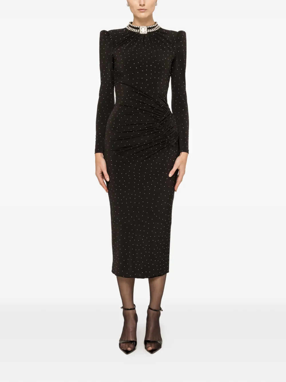 NISSA crystal-embellished midi dress - Nero
