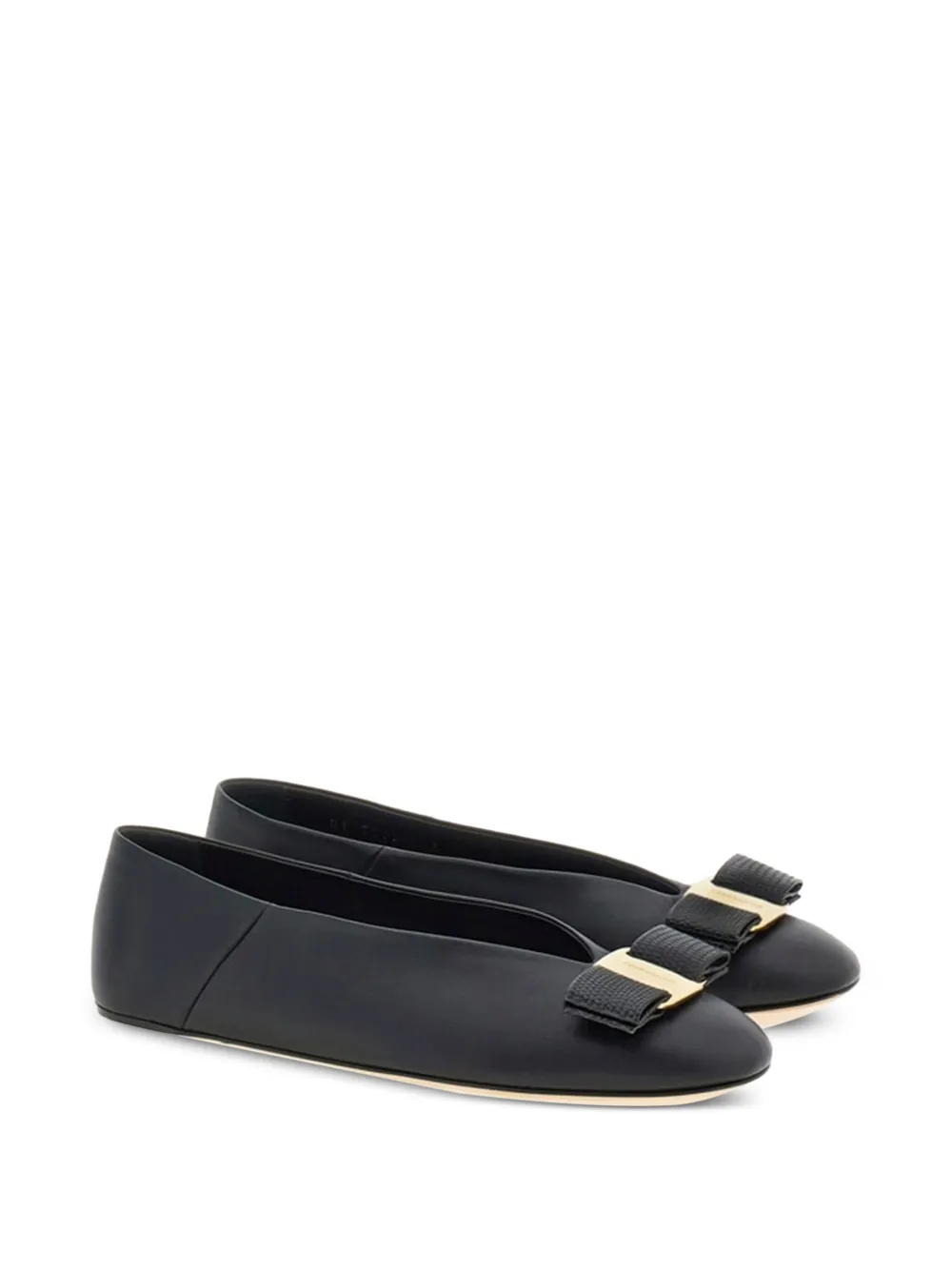Ferragamo Vara bow leather ballet flats Zwart