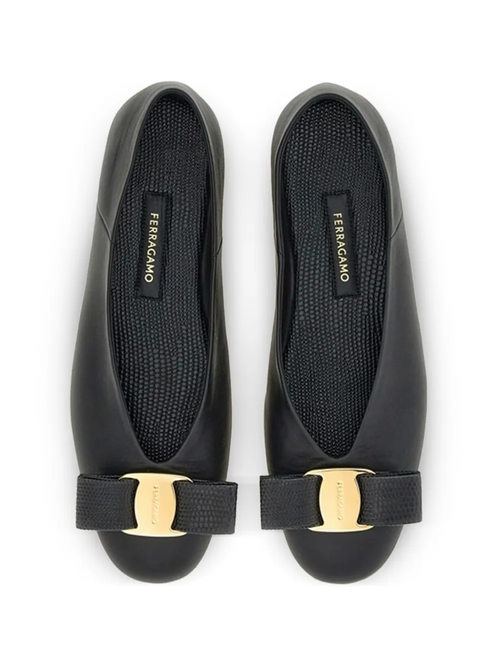 Ferragamo Vara bow leather ballet flats Zwart