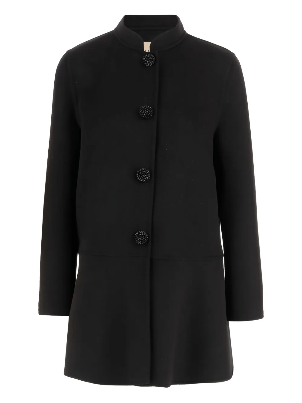 Valentino Button Wool Coat In Black