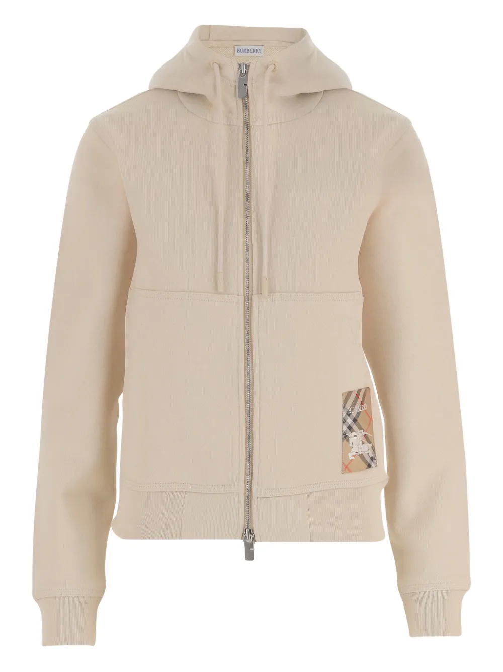 Burberry Check Label zip-up hoodie - Toni neutri