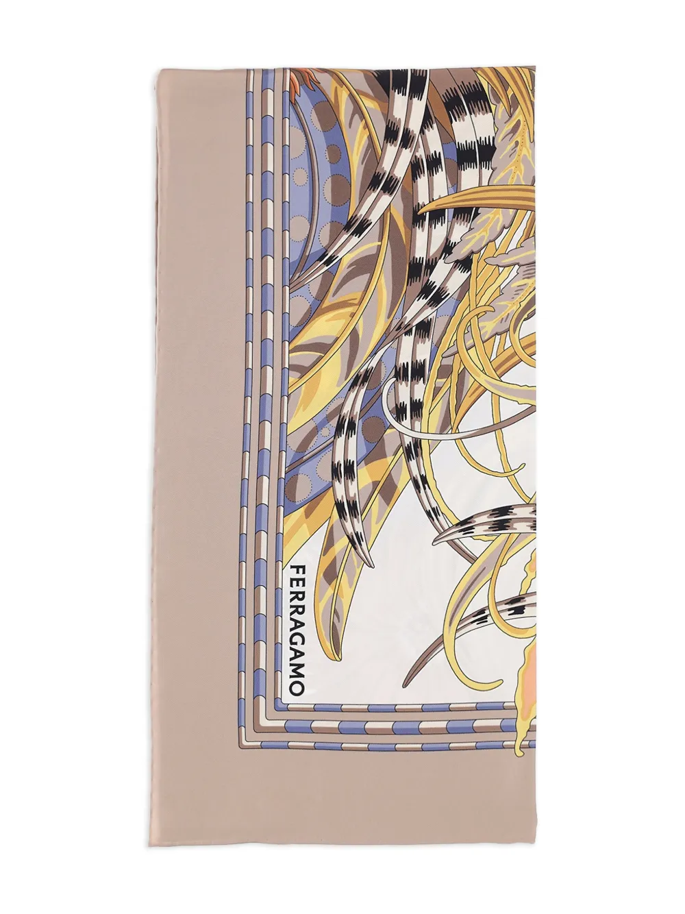 Ferragamo rooster-printed square scarf - Toni neutri
