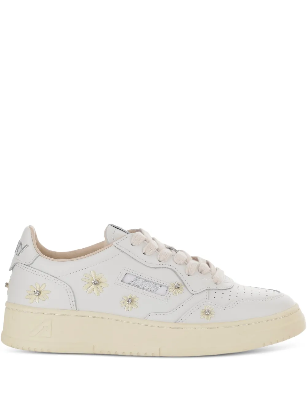 Autry embroidered flower trainers - Bianco