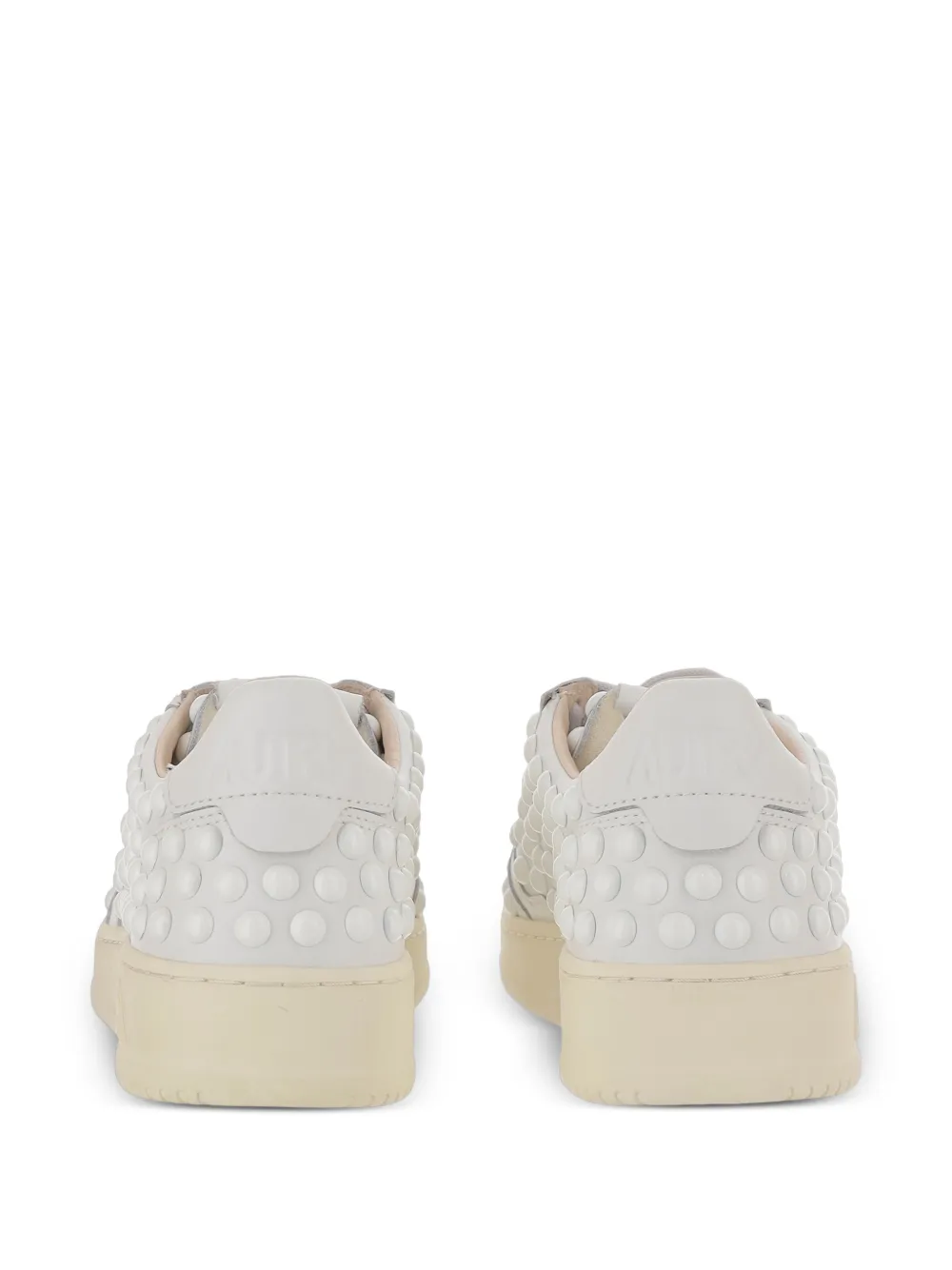  Autry Medalist Perforated Studded Leather Sneakers - White 