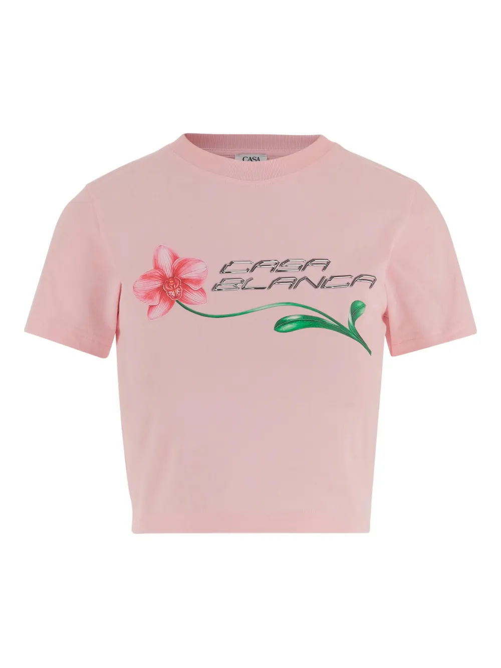 Casablanca Orchid Cropped Stretch Cotton Baby Tee In Pink