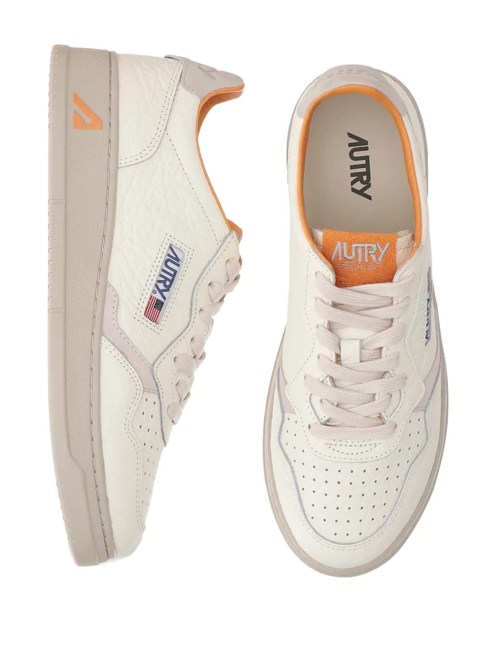 Autry Medalist geperforeerde suède sneakers met vlakken Beige