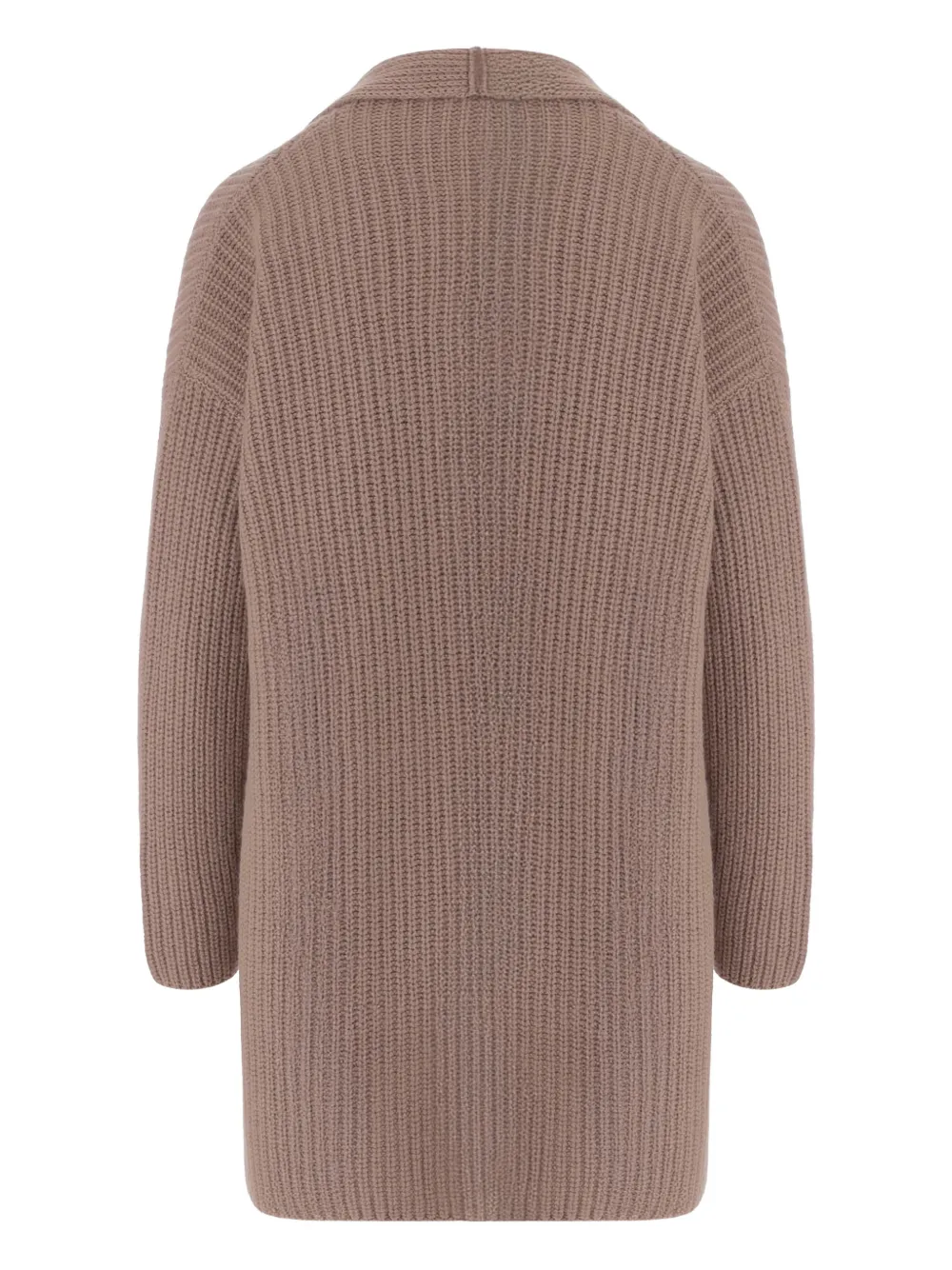 Bruno Manetti Patch Pocket Ribbed Knit Cardigan In Brown