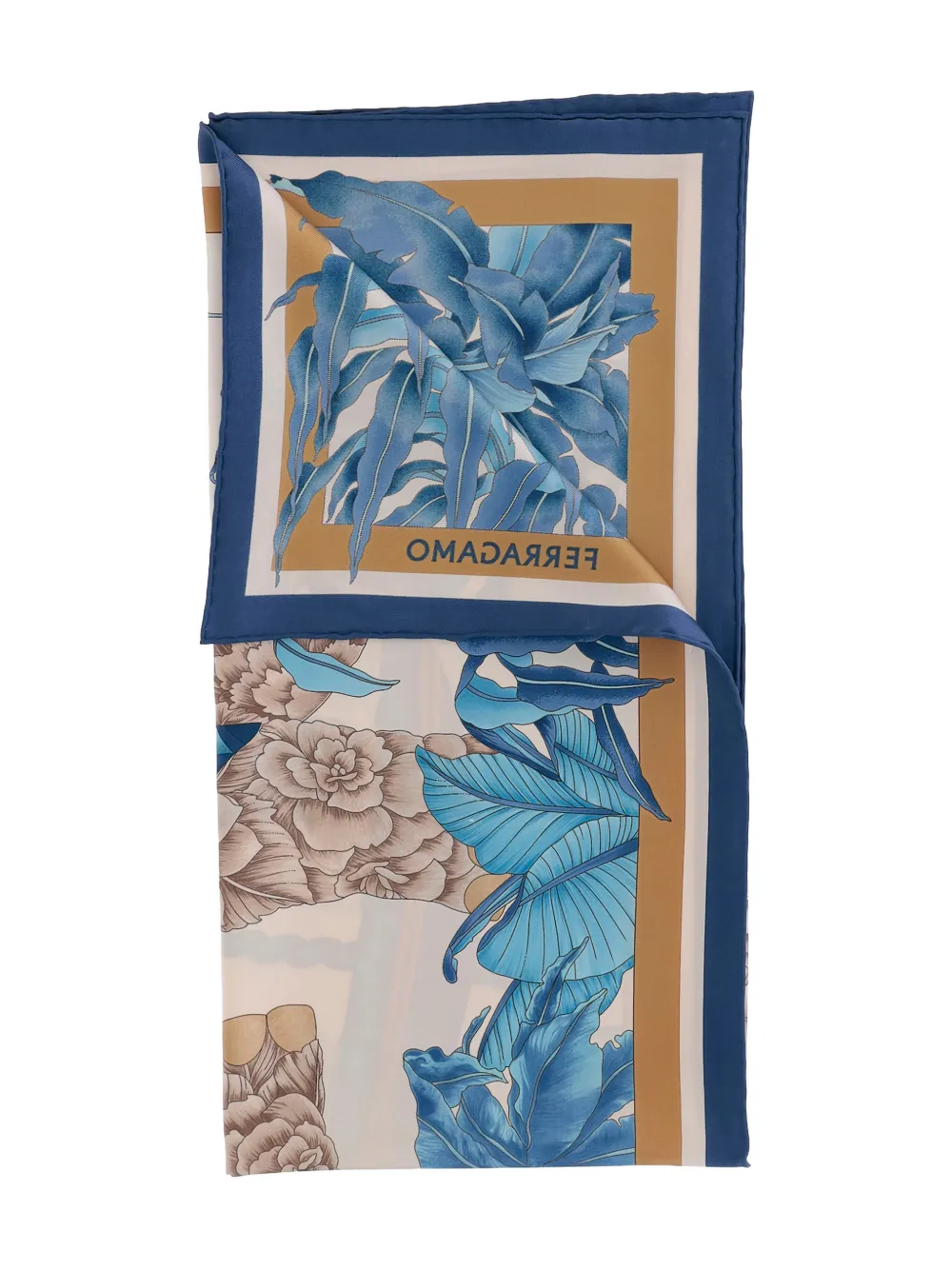 Ferragamo floral-print silk scarf - Blauw