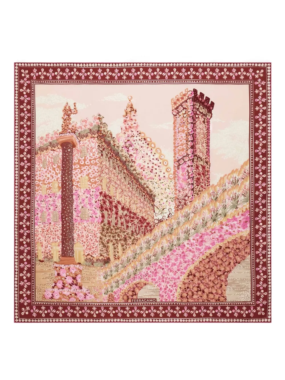 Ferragamo floral-print silk scarf - Rosa