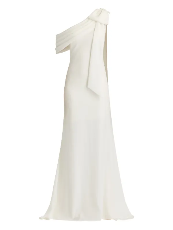 chinese dress ladies Tadashi Shoji Bow Detail Colorblock Gown Ivory/ Black