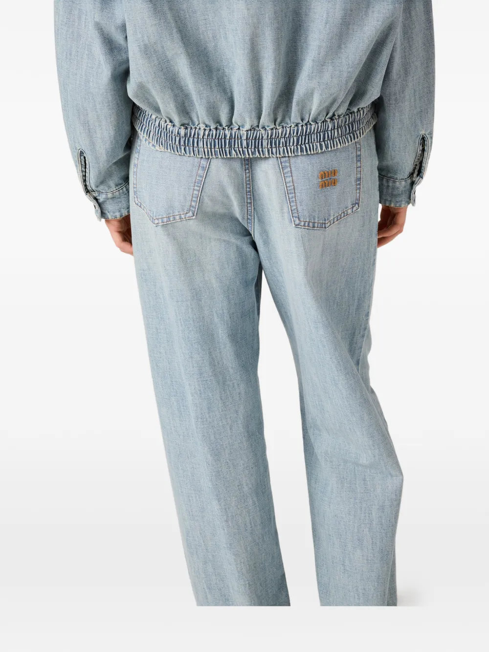 Miu Chambray jeans met geborduurd logo Blauw