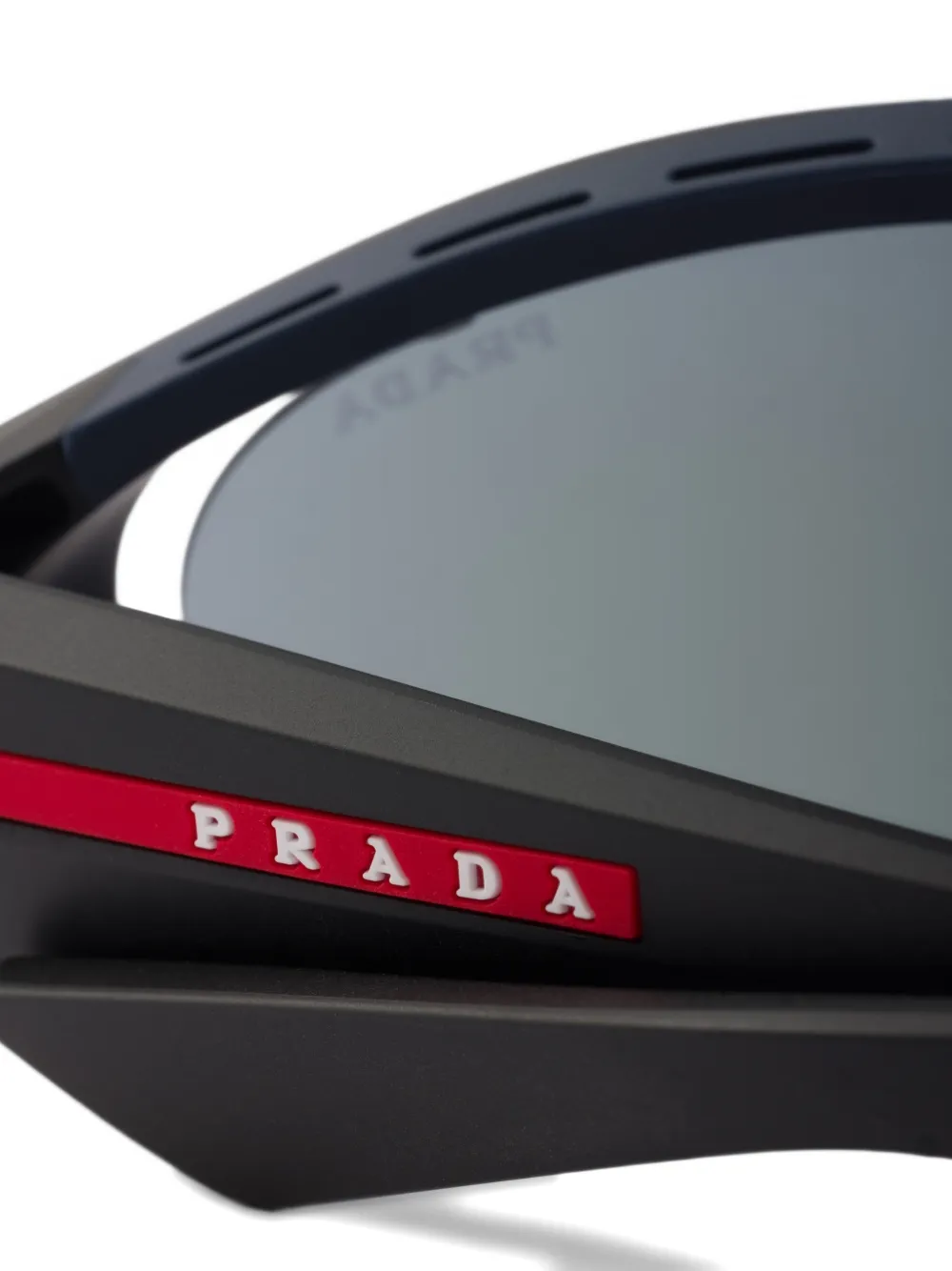 Prada Eyewear Linea Rossa zonnebril met logo Zwart