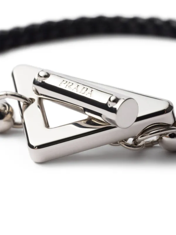 Prada T-bar Leather Bracelet | Silver | FARFETCH