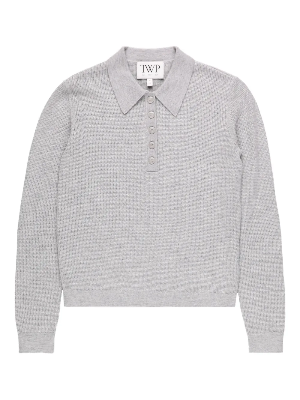 TWP Jorden button polo top | Grey | Image 1