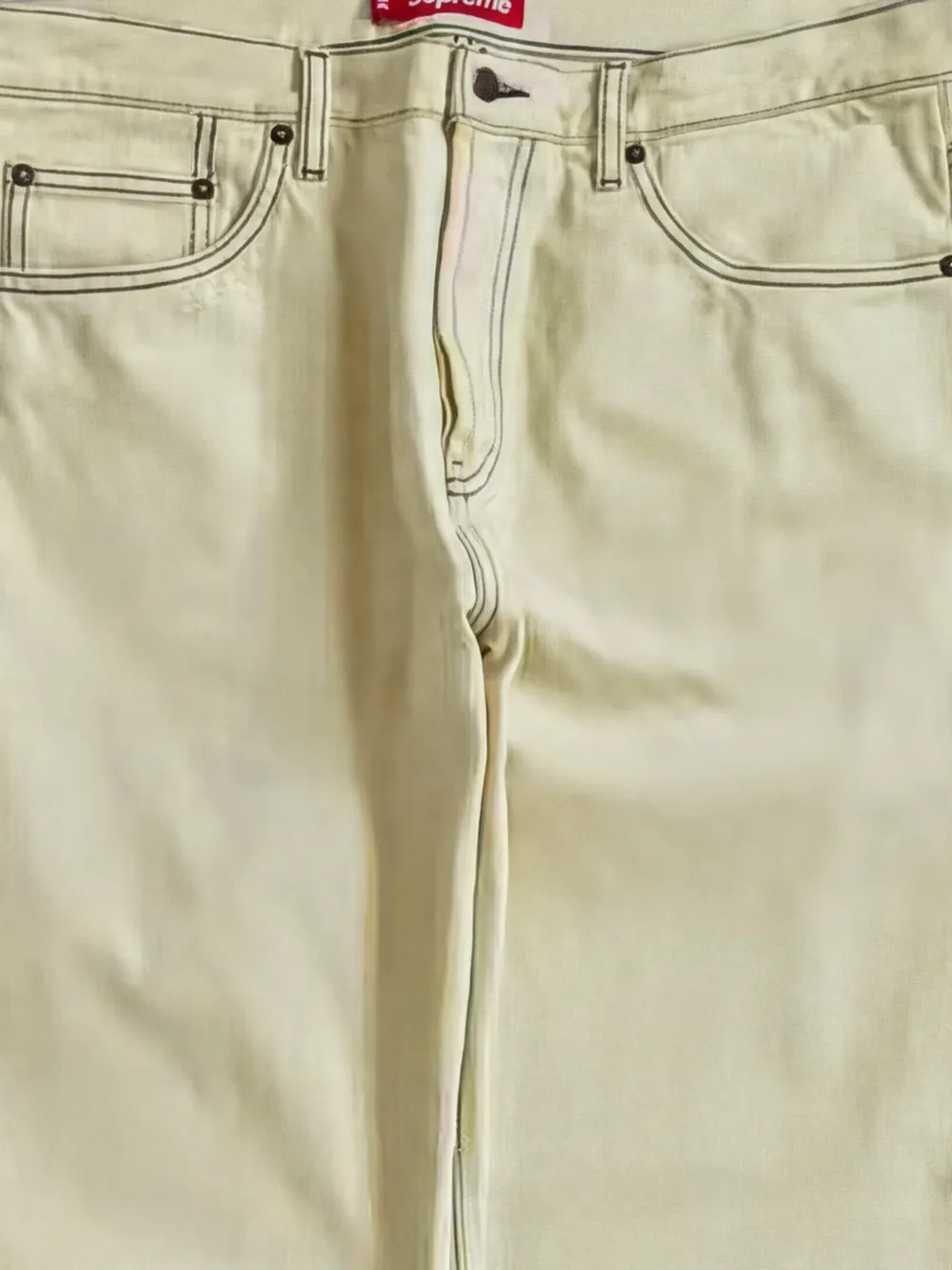 Supreme Gebleekte straight jeans Beige