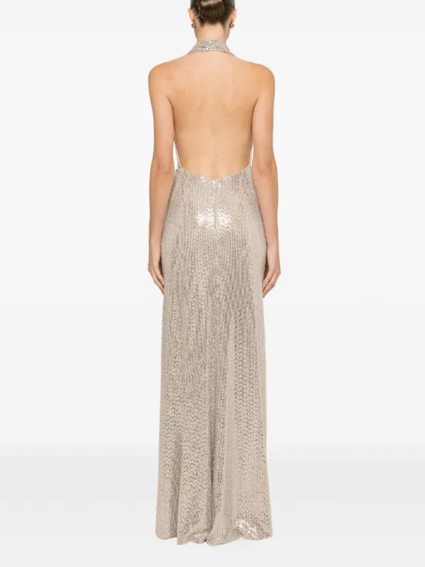 Nissa Sequin-embellished Backless Maxi Dress - Neutrals Nissa Sequin-embellished Backless Maxi Dress - Neutrals