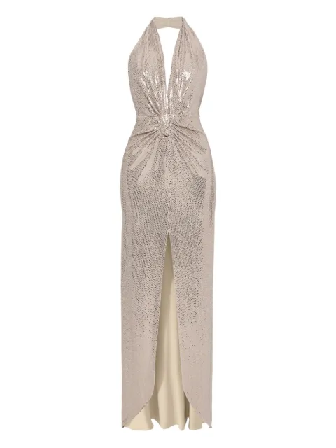 NISSA sequin-embellishment backless maxi dress