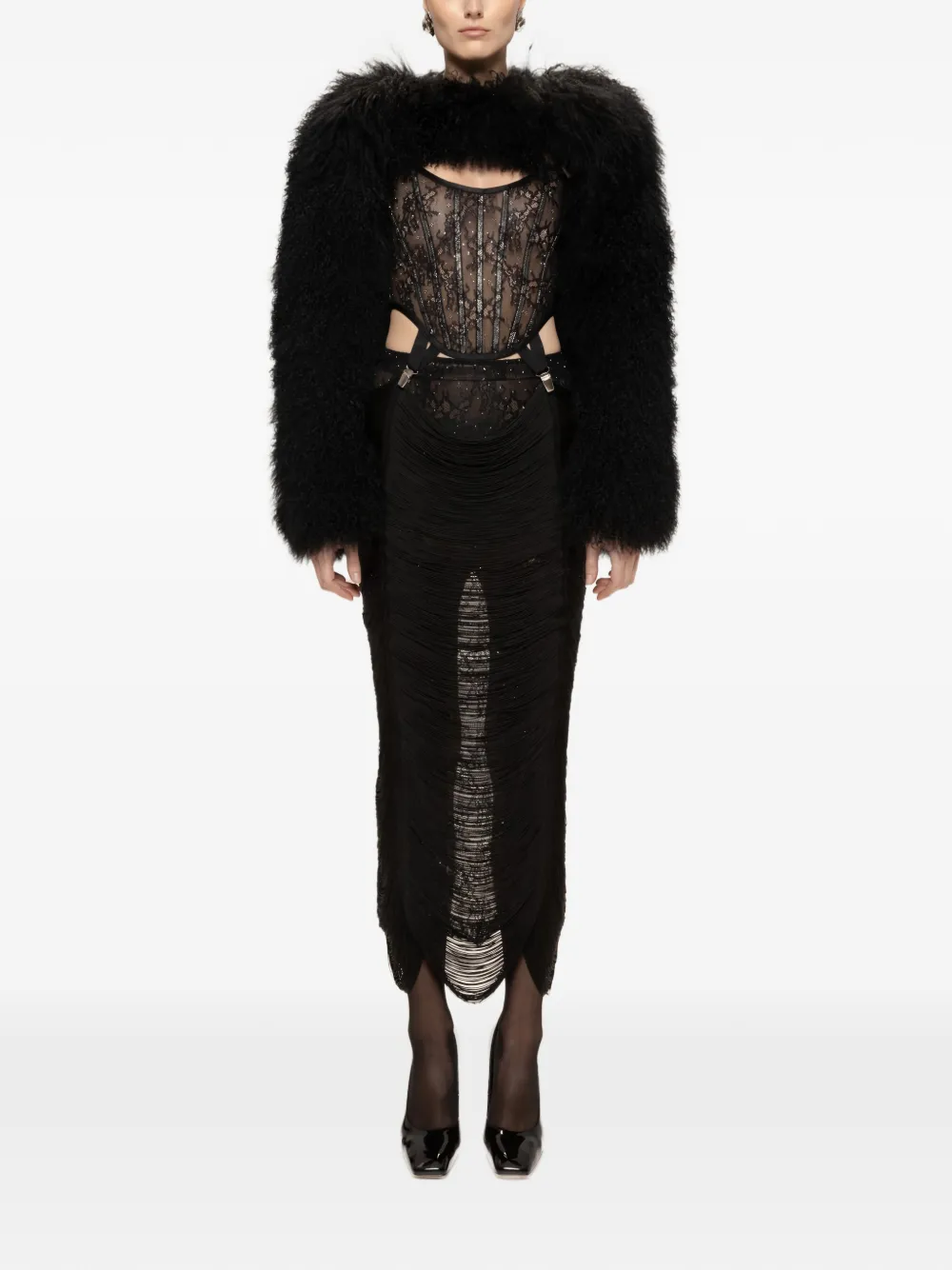 NISSA lace midi dress - Nero