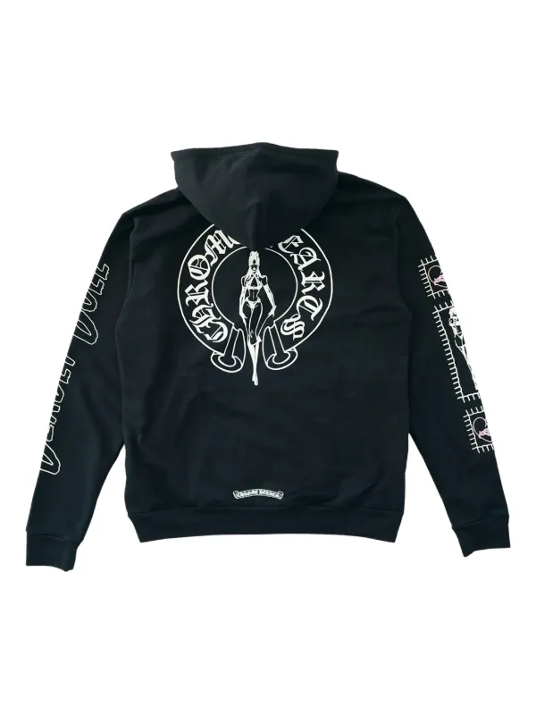 Chrome Hearts x DEADLY DOLL アルファベット柄プリントジップ長袖ブルゾンジャケット Chrome Hearts Deadly Doll zip-up Hoodie | Black | FARFETCH