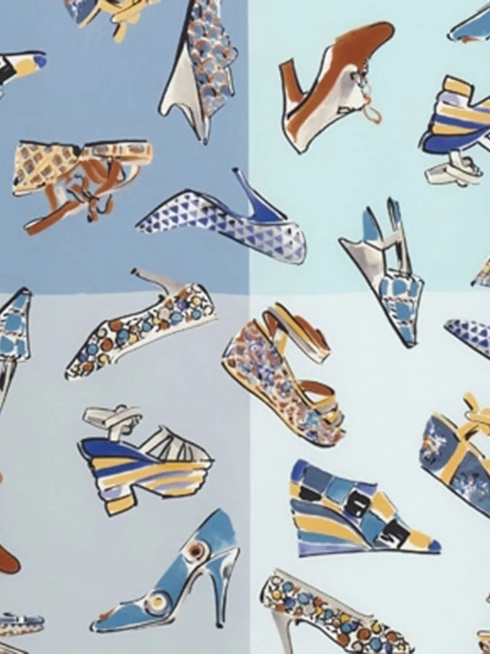 Ferragamo Genio print square scarf - Blauw