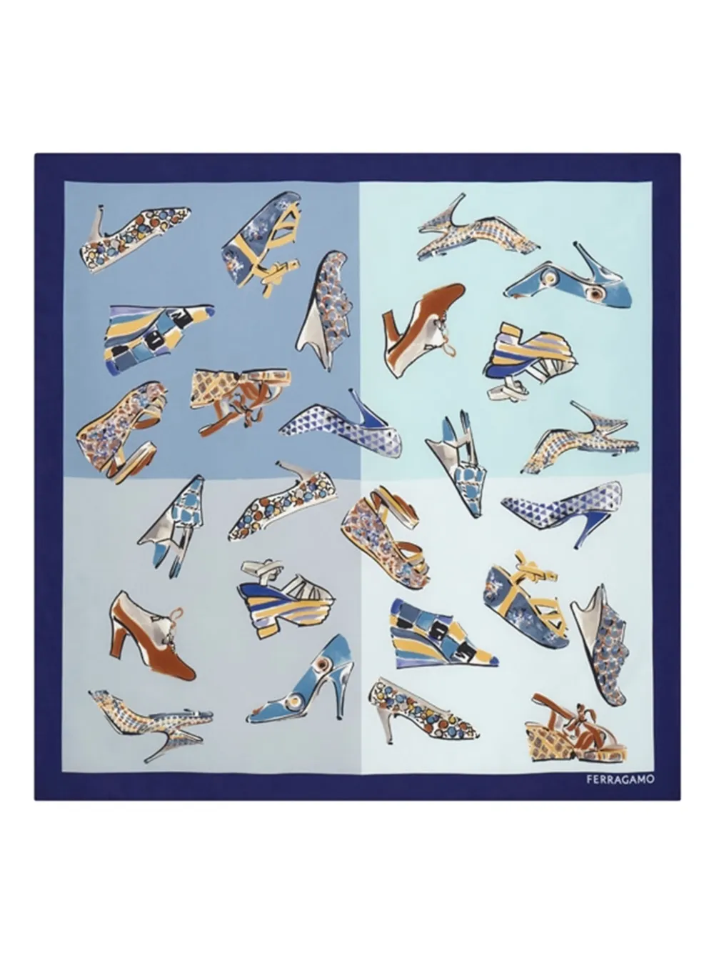 Ferragamo Genio print square scarf - Blu