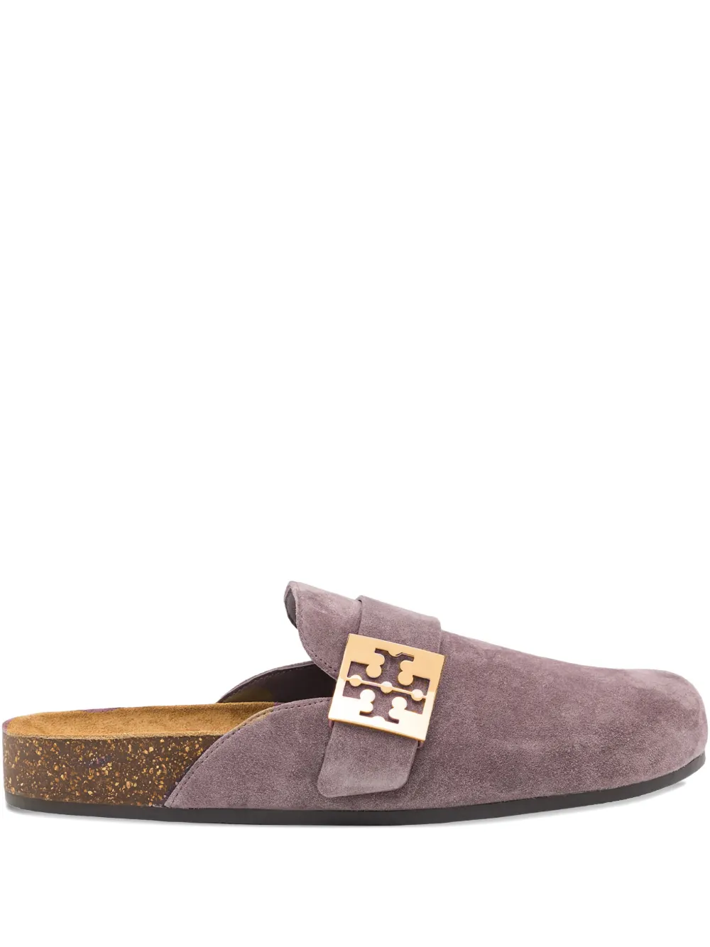 Tory Burch Mellow Metal-logo Suede Mules In Pink