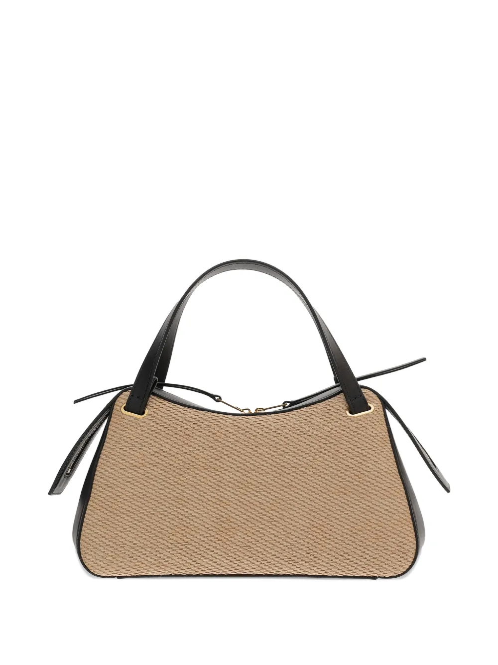 raffia-panelled tote bag