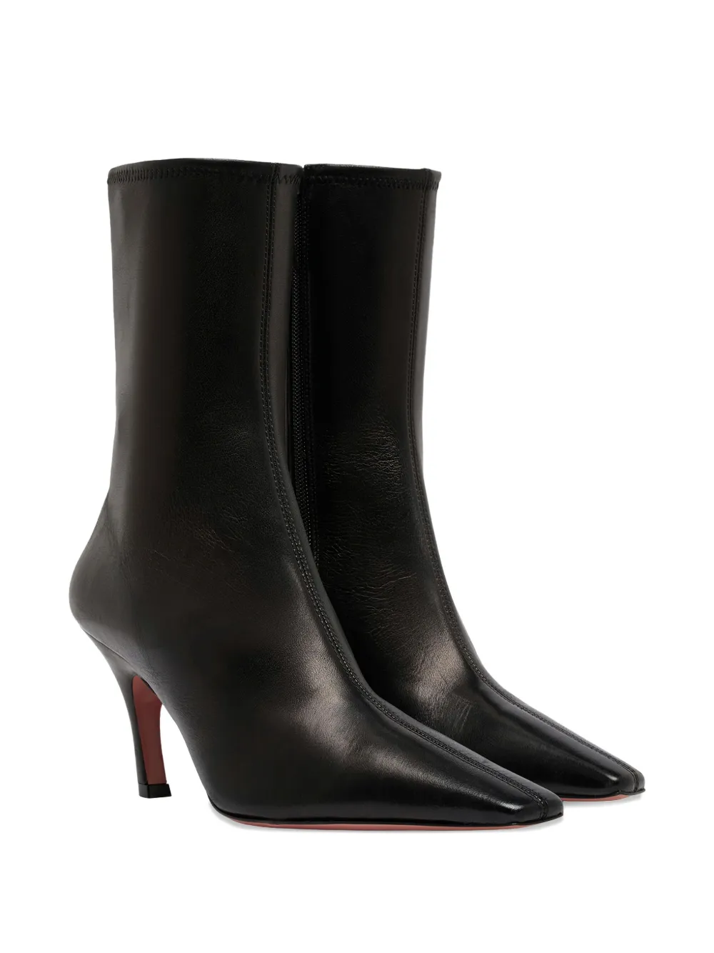 Amina Muaddi 80mm Jamie enkellaarzen met puntige neus Zwart