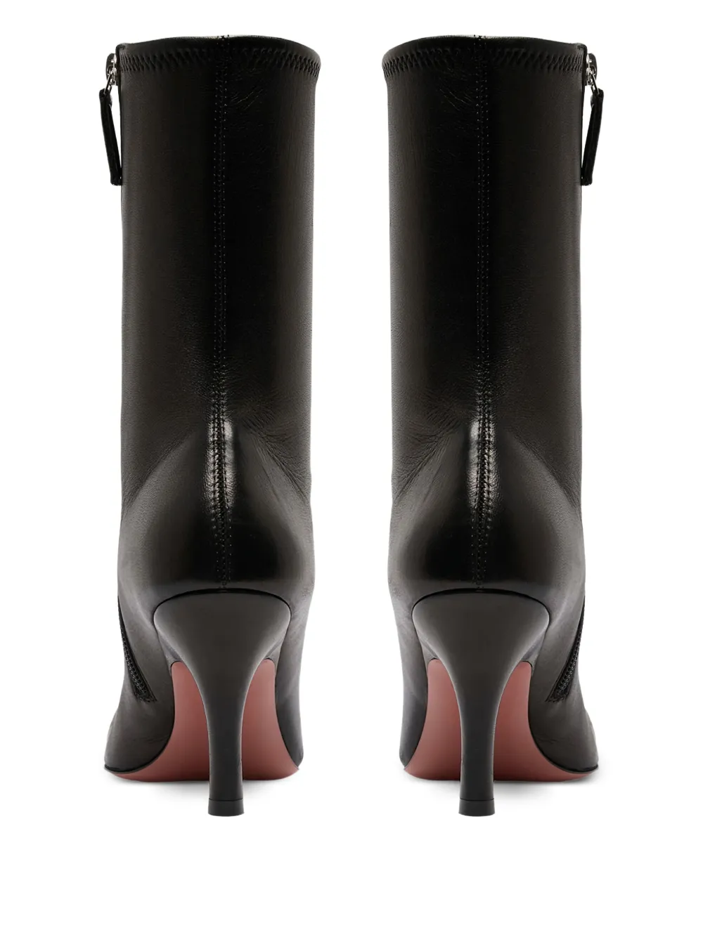 Amina Muaddi 80mm Jamie enkellaarzen met puntige neus Zwart