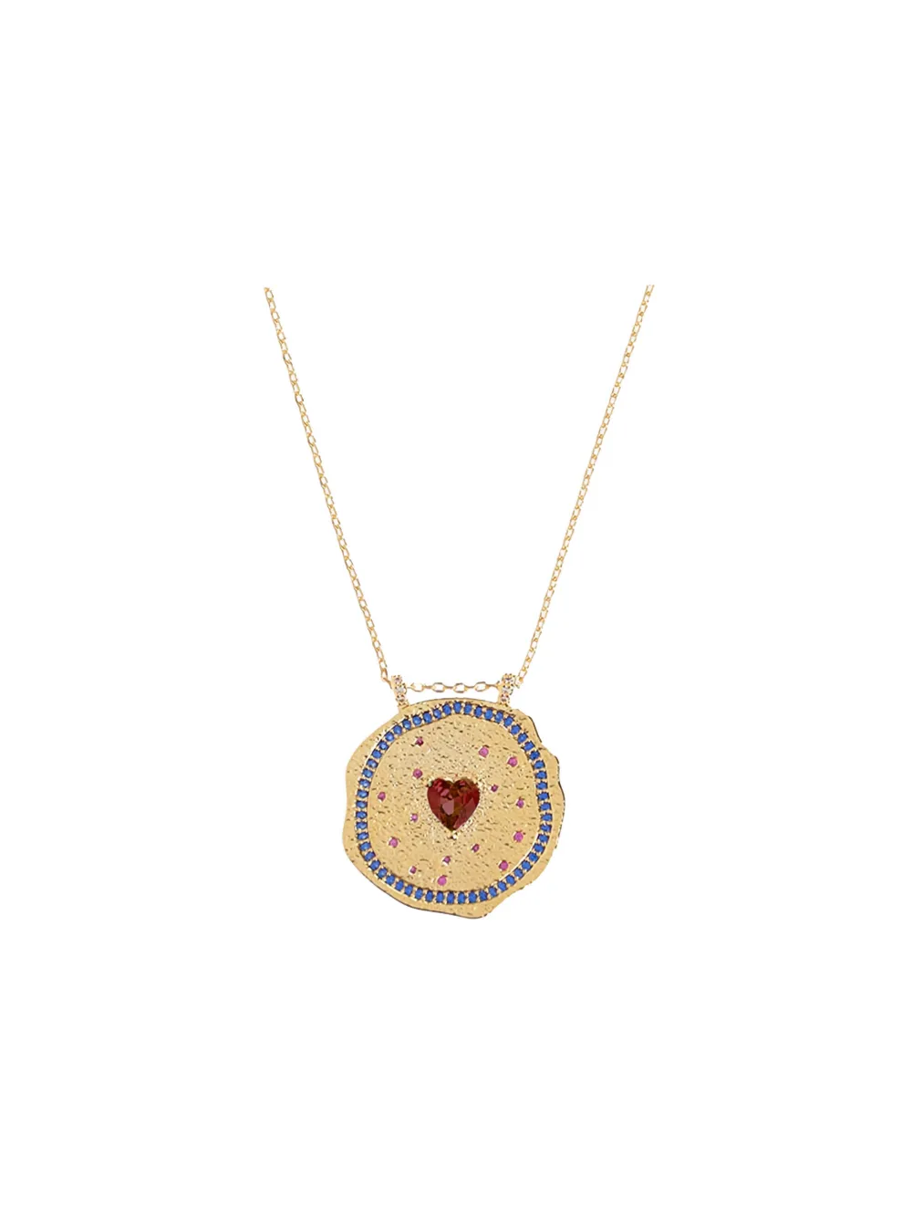 Mya Bay Ruby Heart Medal Necklace In Gold