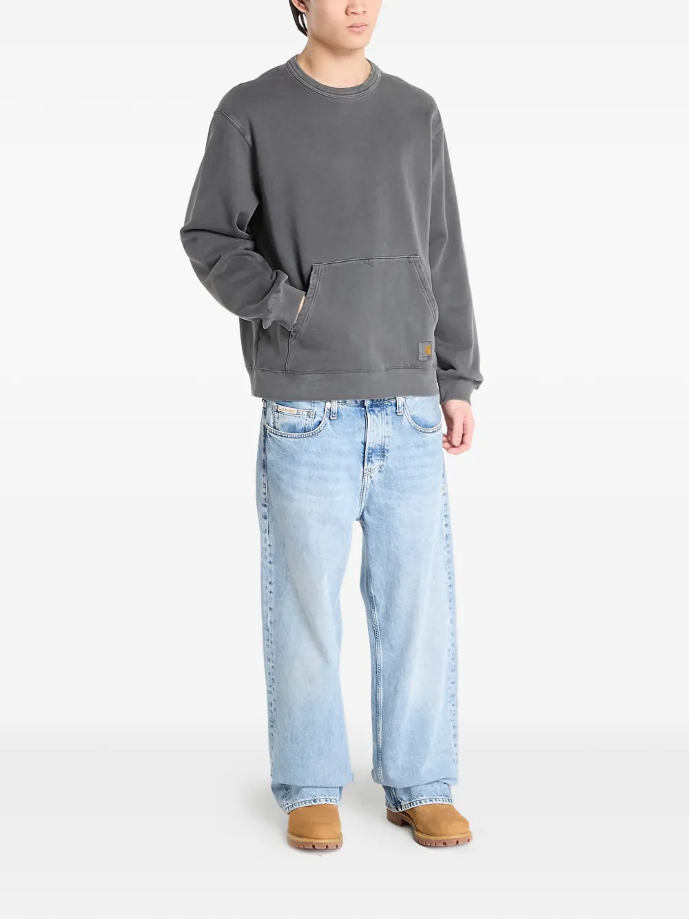 Carhartt WIP Torion sweater met logo-patch en buidelzak Grijs