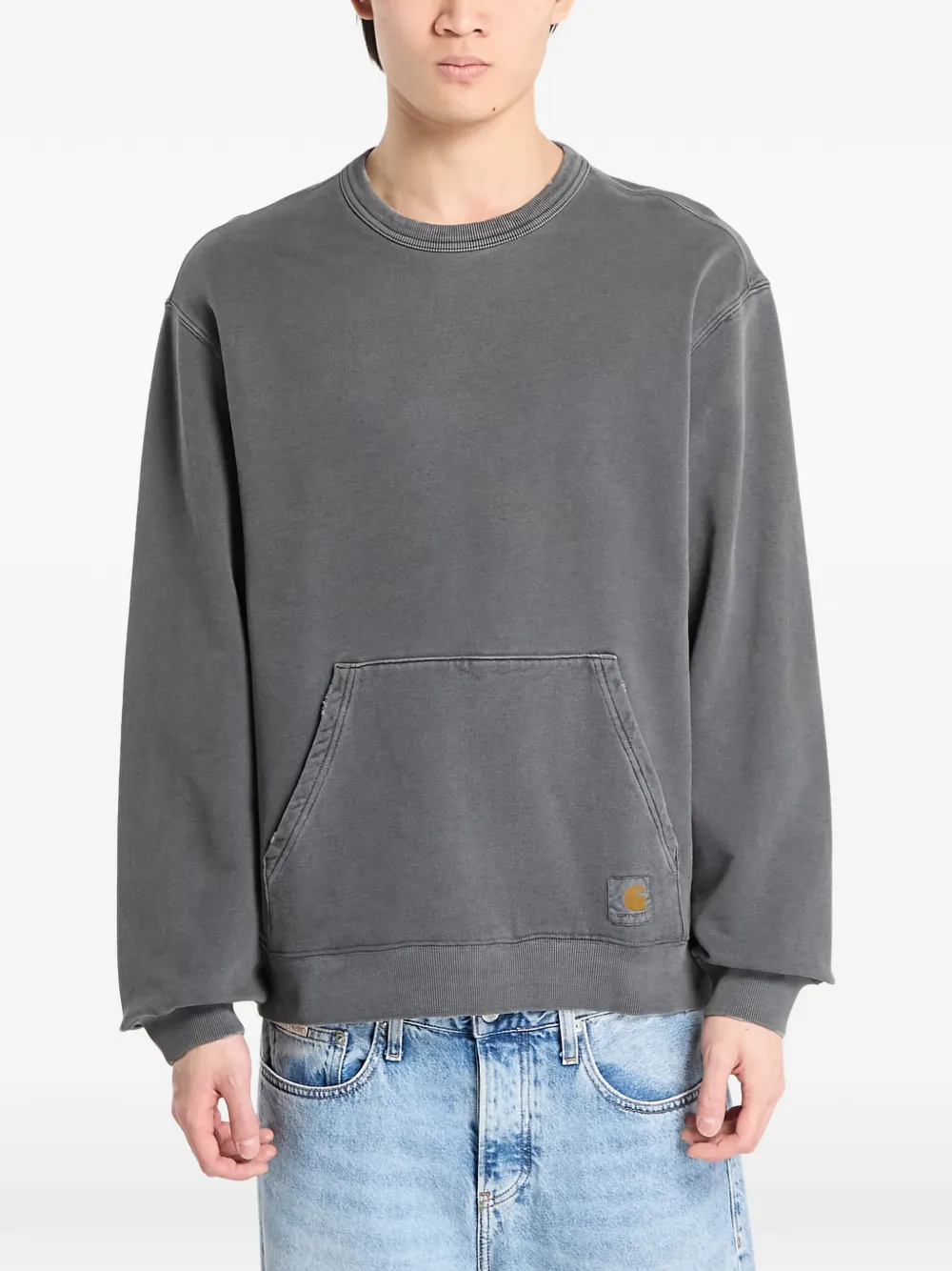 Carhartt WIP Torion sweater met logo-patch en buidelzak Grijs