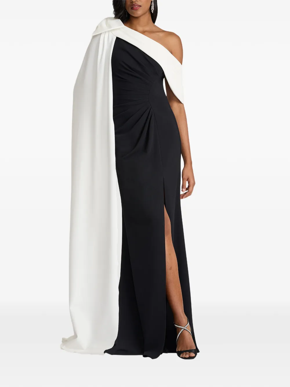 Tadashi Shoji Asymmetrische maxi-jurk - Zwart