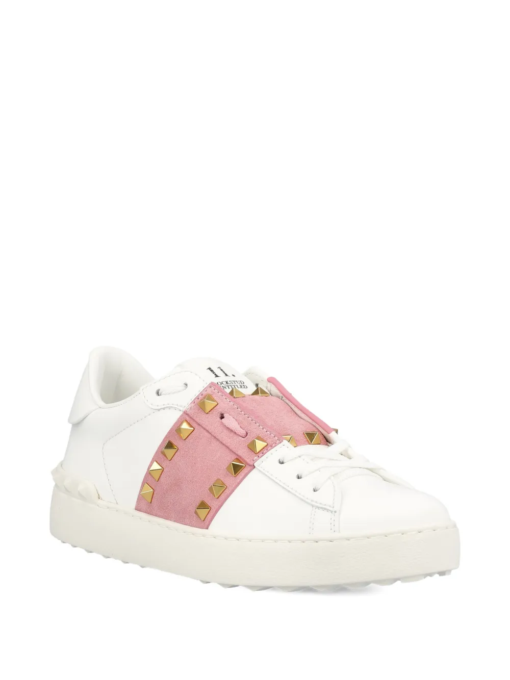 Valentino Garavani stud-embellished lace-up sneakers - Wit