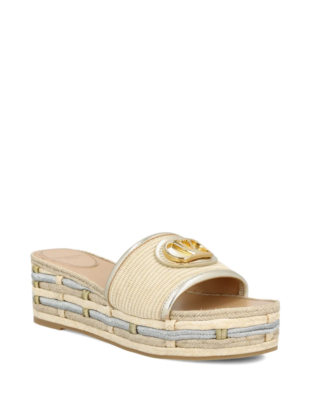 Valentino Garavani logo-plaque platform espadrilles Beige