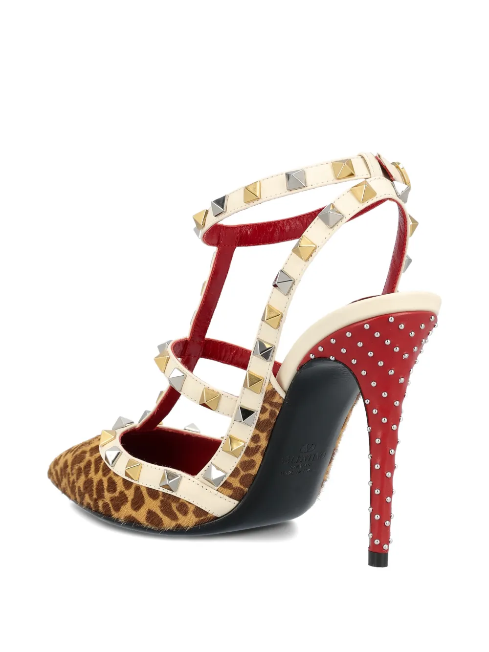 Valentino Garavani studded-embellishment T-strap pumps Beige