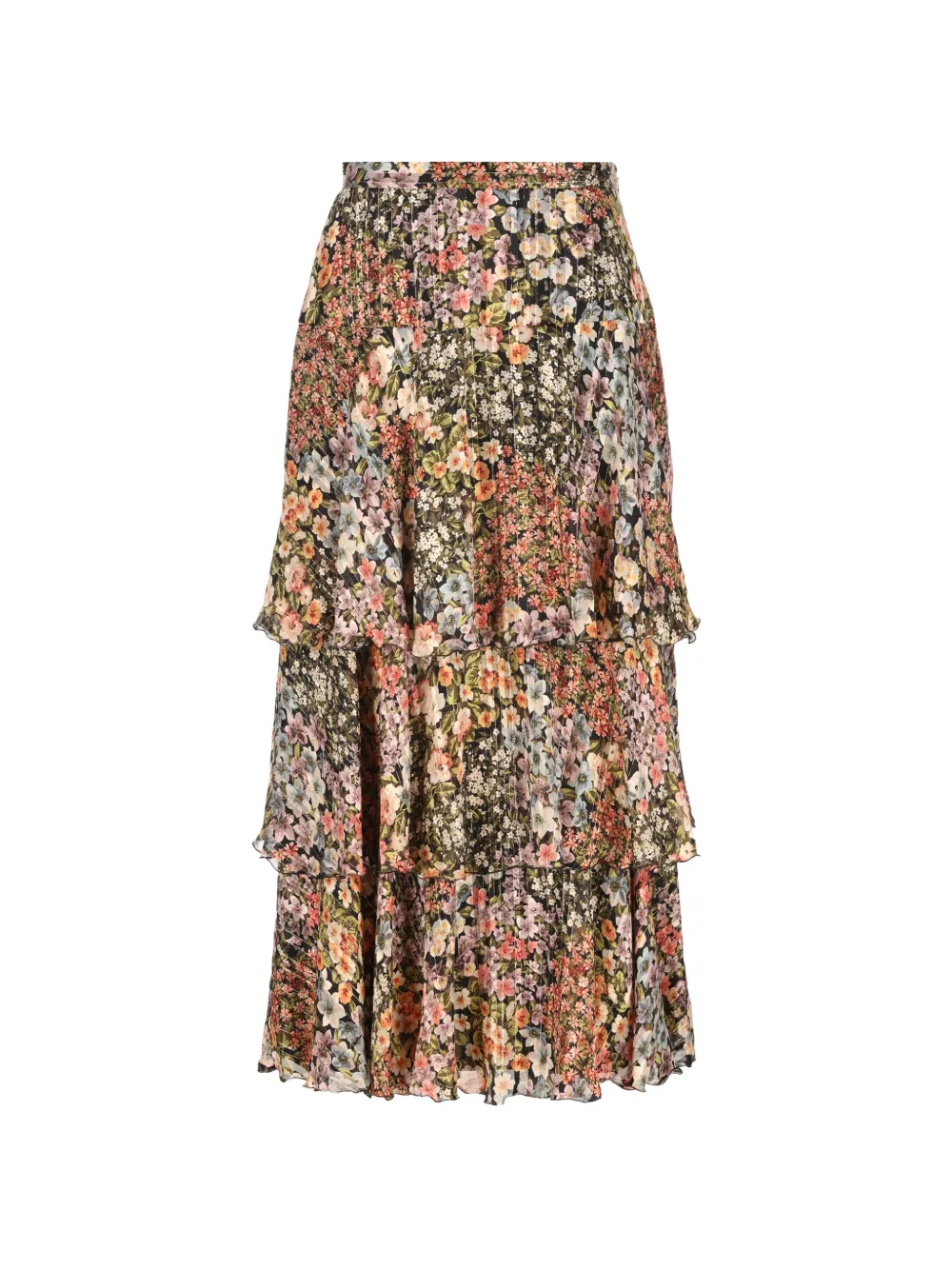 Valentino Garavani ruffled floral-print skirt - Nero