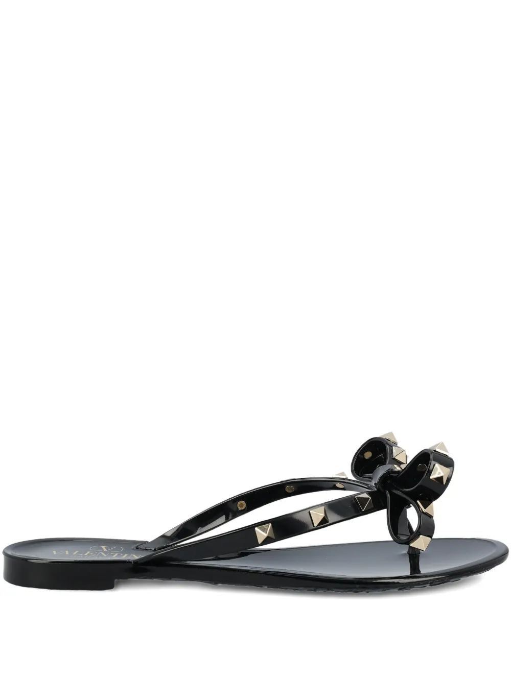 Valentino Rockstud Rubber Flip Flop In Black
