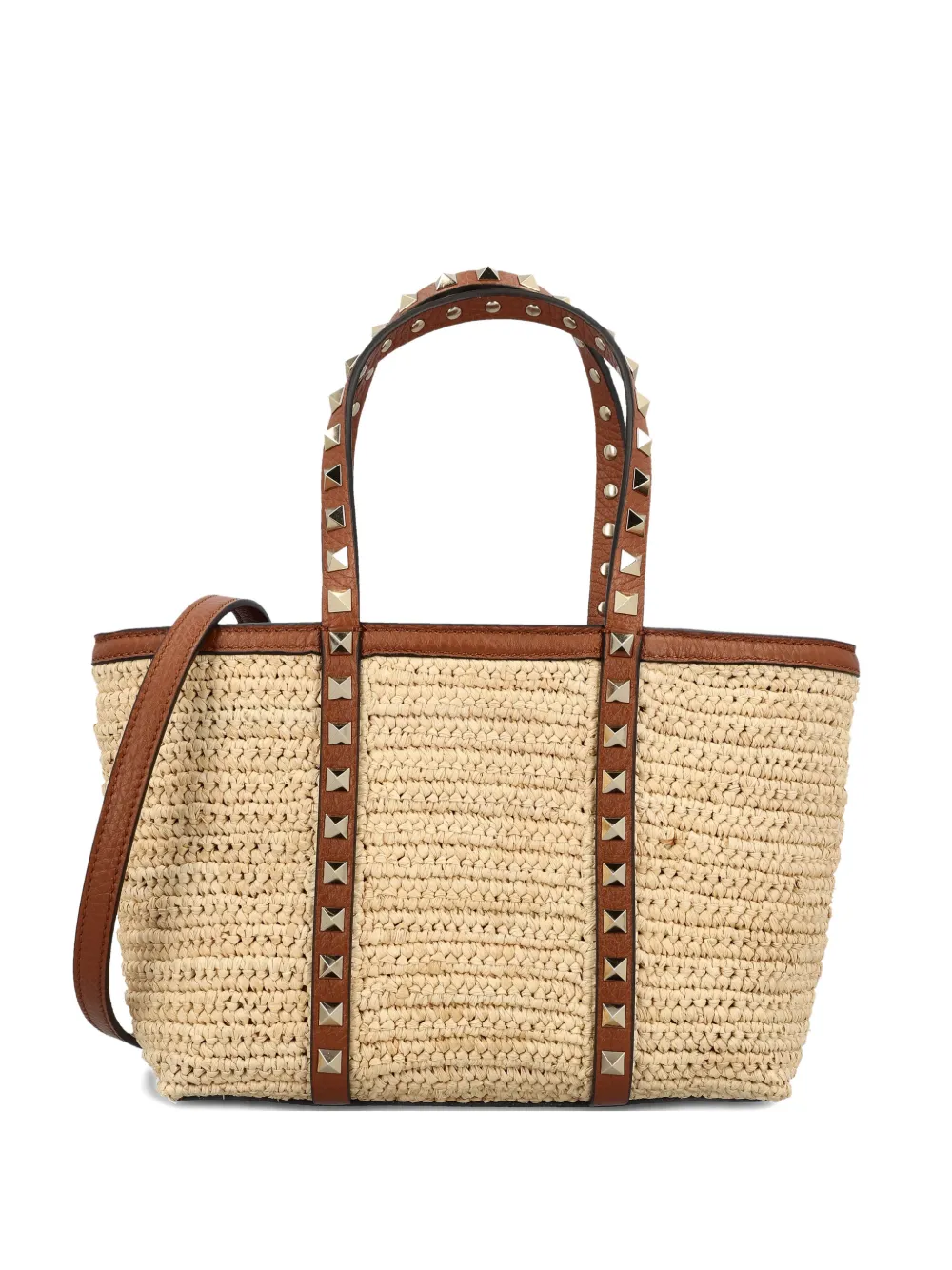 Valentino Garavani Studded Top-handle Shoulder Bag In Neutral