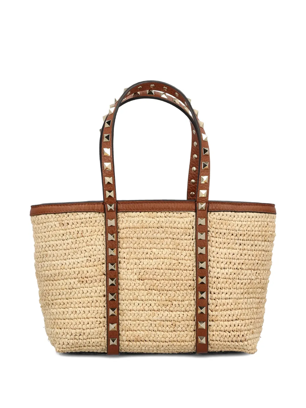 Valentino Garavani Schoudertas met handgreep en studs Beige