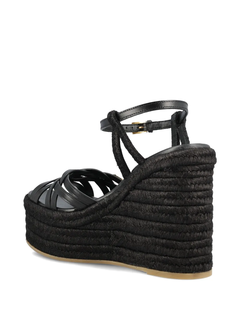 Valentino Garavani Rockstud woven wedge sandals Zwart