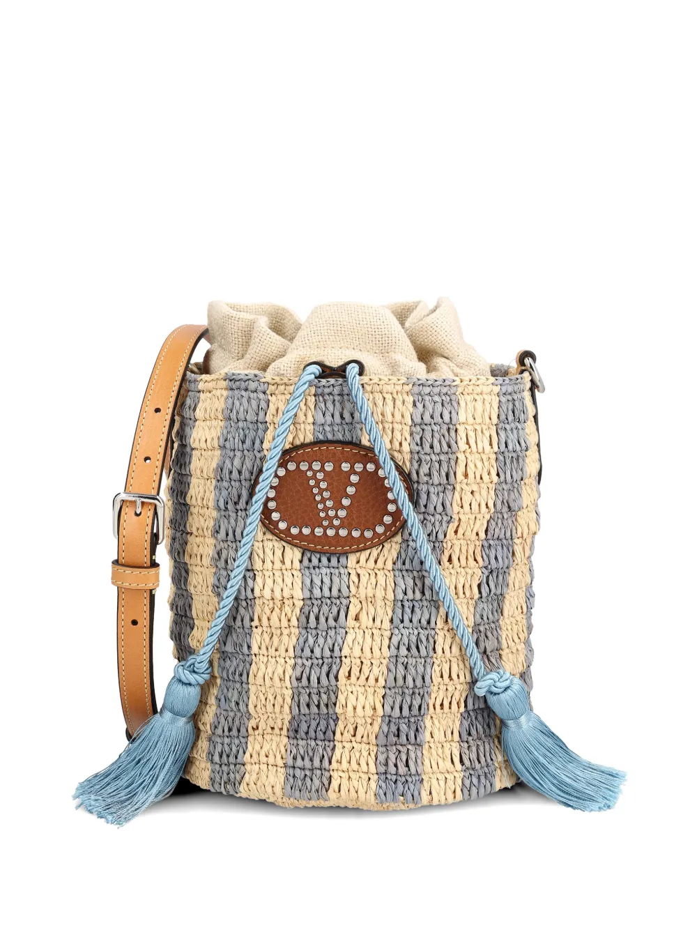 Valentino Garavani striped Vlogo bucket bag - Toni neutri