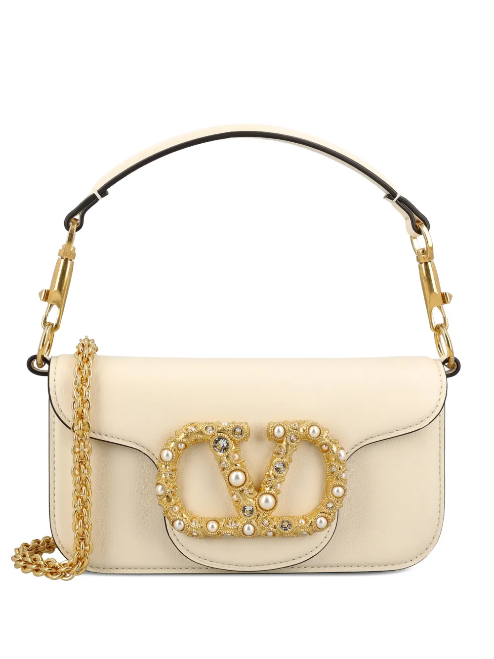 Valentino Garavani Small Locò Vlogo Signature Cross Body Bag In Neutral