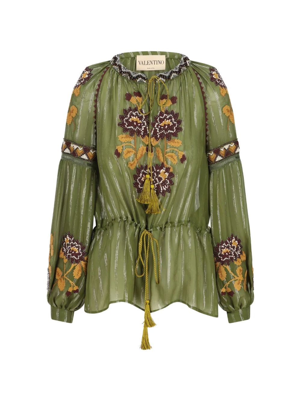 Valentino Garavani floral bead-embellished blouse - Verde
