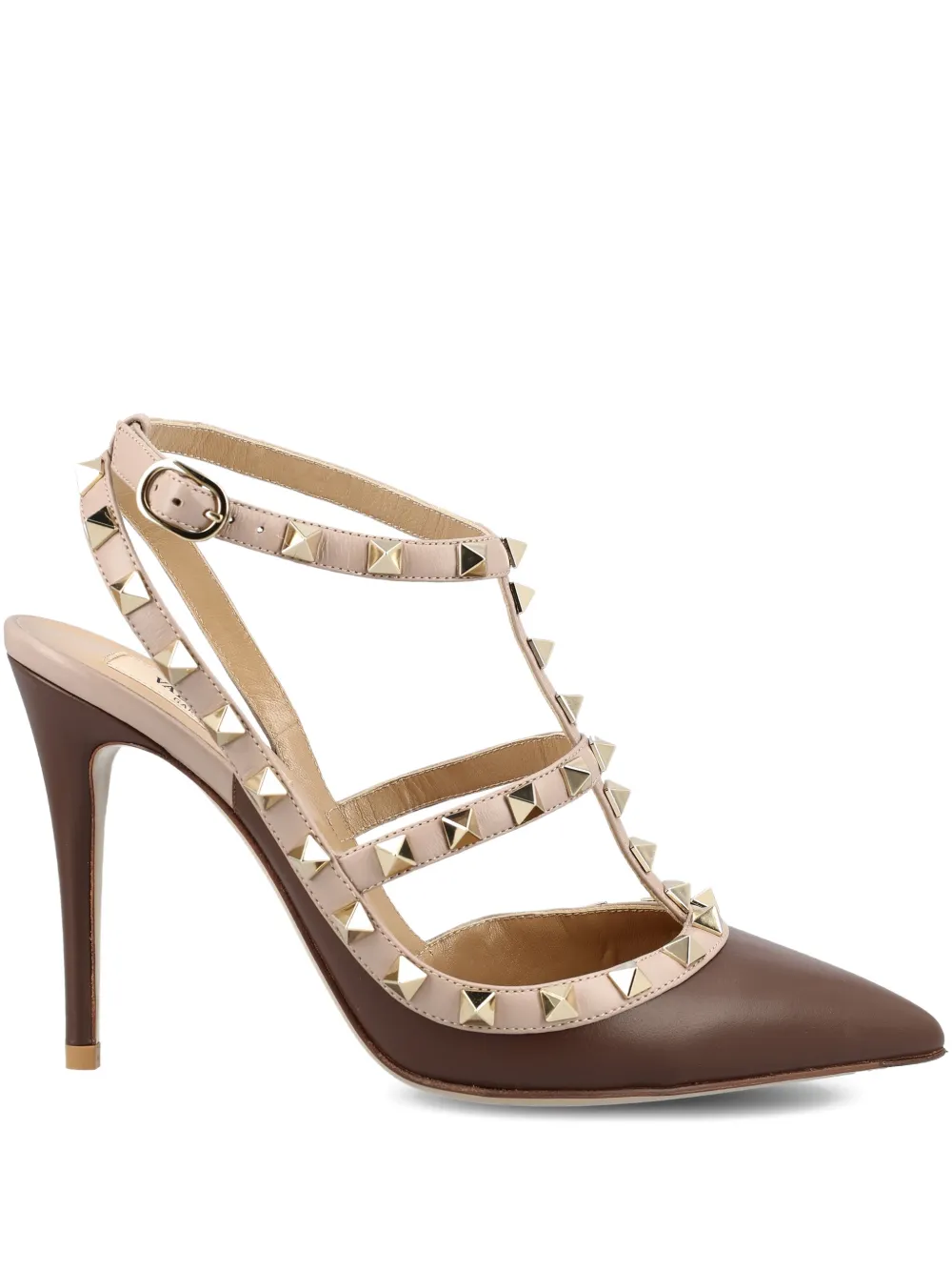 Valentino Garavani 100mm studded straps heeled pumps – Brown