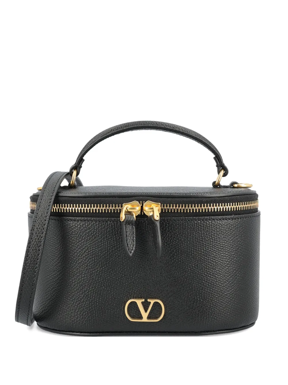 Valentino Garavani top-handle logo-patch make up bag - Nero