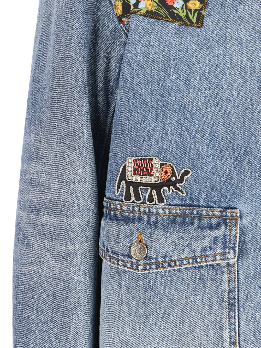 Valentino Garavani Denim jack met bloemenpatch Blauw