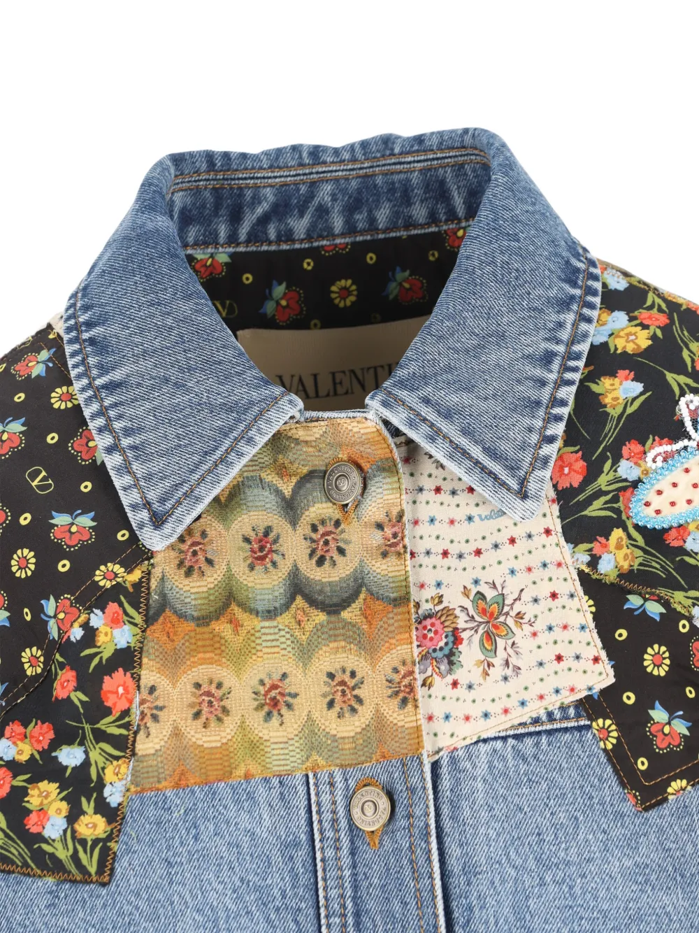 Valentino Garavani Denim jack met bloemenpatch Blauw