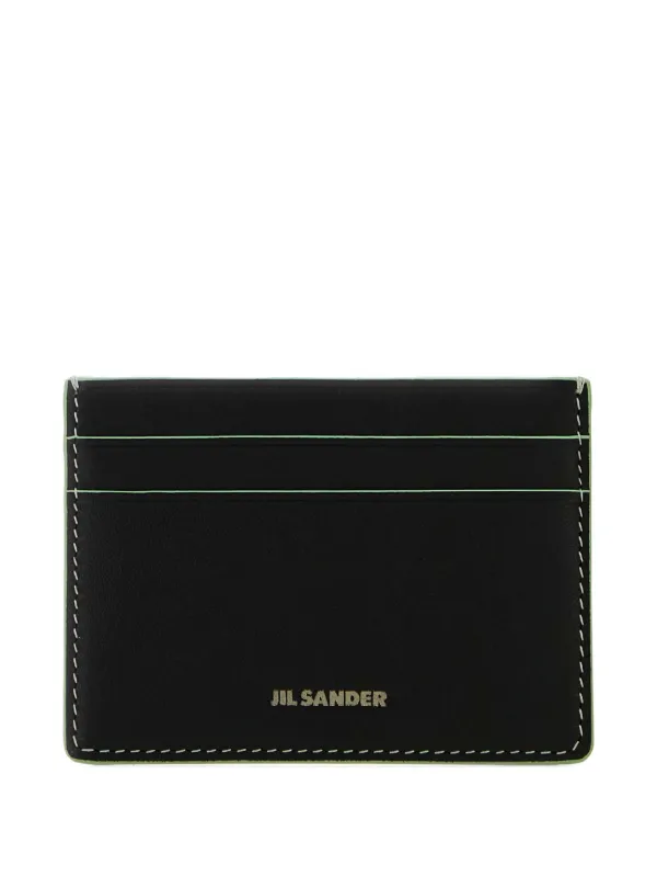 Jil Sander Logo-detail Leather Card Holder in Black