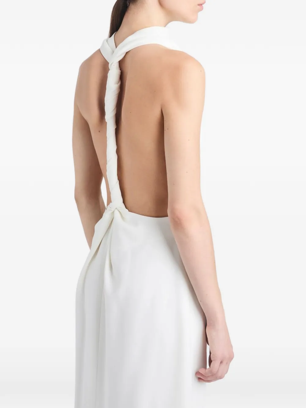 selena backless twist back matte viscose crepe dress Silvana Hot Pink Draped Back Velvet Maxi Dress